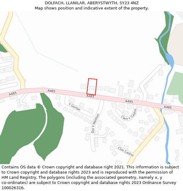 DOLFACH, LLANILAR, ABERYSTWYTH, SY23 4NZ: Location map and indicative extent of plot