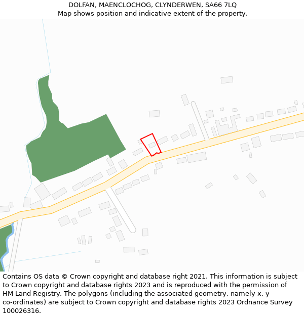 DOLFAN, MAENCLOCHOG, CLYNDERWEN, SA66 7LQ: Location map and indicative extent of plot