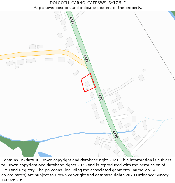 DOLGOCH, CARNO, CAERSWS, SY17 5LE: Location map and indicative extent of plot