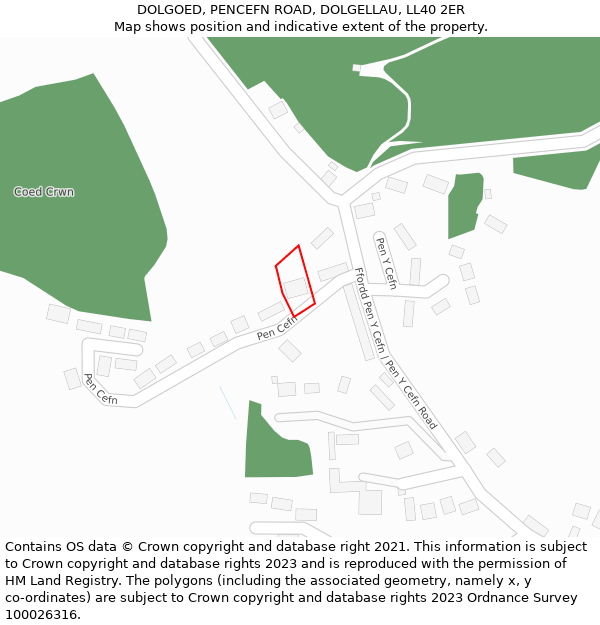 DOLGOED, PENCEFN ROAD, DOLGELLAU, LL40 2ER: Location map and indicative extent of plot