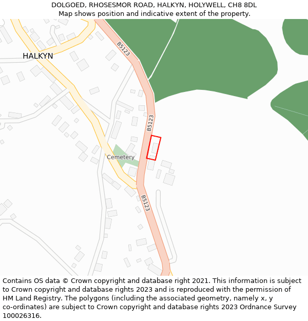 DOLGOED, RHOSESMOR ROAD, HALKYN, HOLYWELL, CH8 8DL: Location map and indicative extent of plot