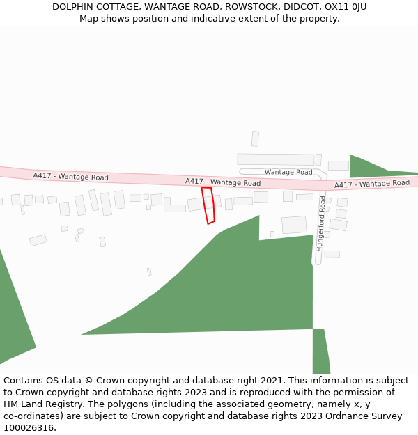 DOLPHIN COTTAGE, WANTAGE ROAD, ROWSTOCK, DIDCOT, OX11 0JU: Location map and indicative extent of plot
