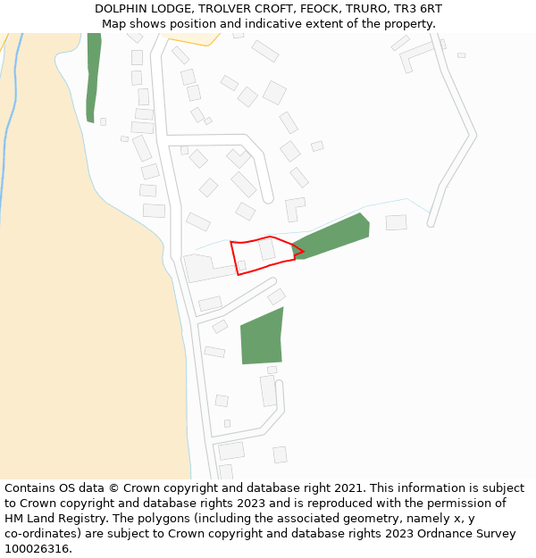 DOLPHIN LODGE, TROLVER CROFT, FEOCK, TRURO, TR3 6RT: Location map and indicative extent of plot