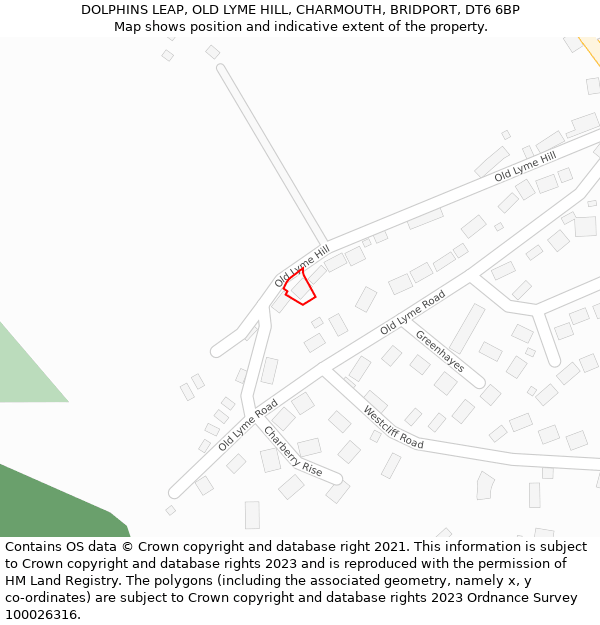 DOLPHINS LEAP, OLD LYME HILL, CHARMOUTH, BRIDPORT, DT6 6BP: Location map and indicative extent of plot