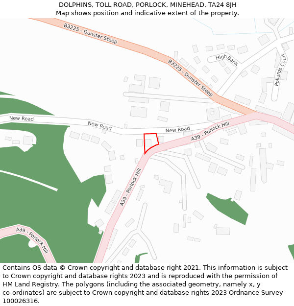 DOLPHINS, TOLL ROAD, PORLOCK, MINEHEAD, TA24 8JH: Location map and indicative extent of plot