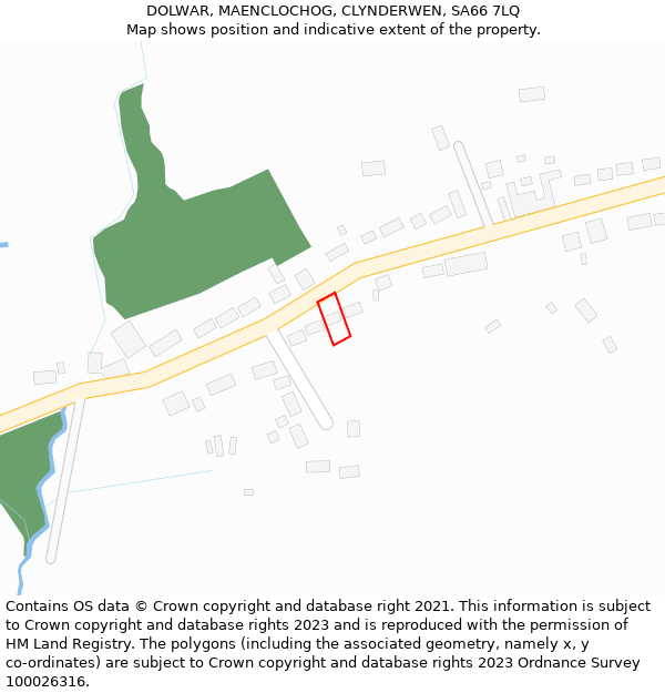 DOLWAR, MAENCLOCHOG, CLYNDERWEN, SA66 7LQ: Location map and indicative extent of plot
