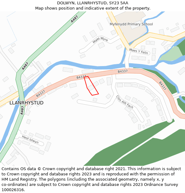 DOLWYN, LLANRHYSTUD, SY23 5AA: Location map and indicative extent of plot