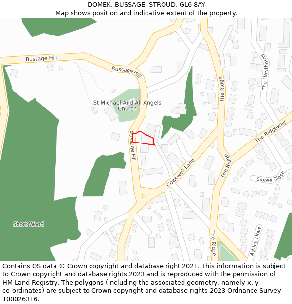 DOMEK, BUSSAGE, STROUD, GL6 8AY: Location map and indicative extent of plot
