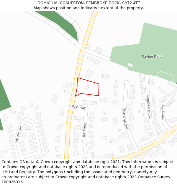 DOMICILIA, COSHESTON, PEMBROKE DOCK, SA72 4TT: Location map and indicative extent of plot