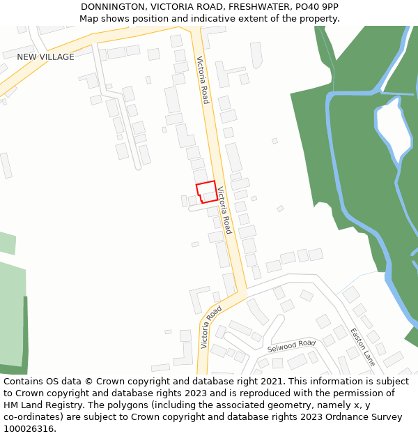 DONNINGTON, VICTORIA ROAD, FRESHWATER, PO40 9PP: Location map and indicative extent of plot