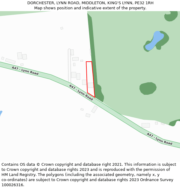 DORCHESTER, LYNN ROAD, MIDDLETON, KING'S LYNN, PE32 1RH: Location map and indicative extent of plot