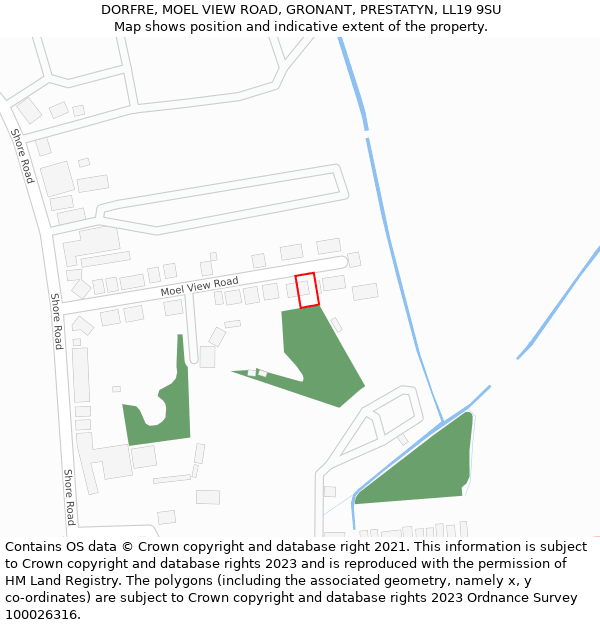 DORFRE, MOEL VIEW ROAD, GRONANT, PRESTATYN, LL19 9SU: Location map and indicative extent of plot