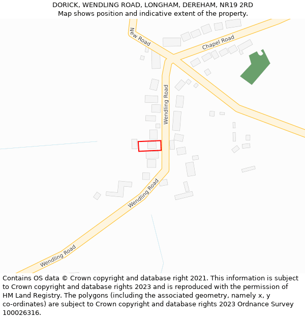 DORICK, WENDLING ROAD, LONGHAM, DEREHAM, NR19 2RD: Location map and indicative extent of plot