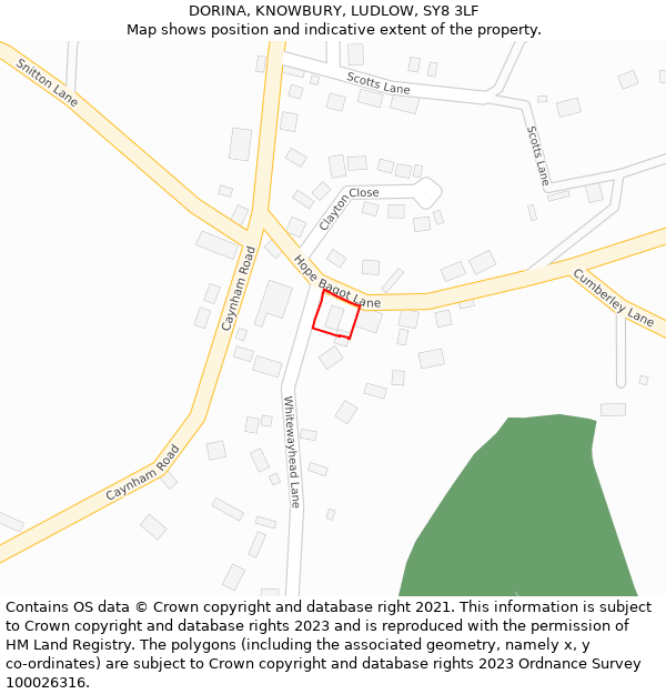 DORINA, KNOWBURY, LUDLOW, SY8 3LF: Location map and indicative extent of plot