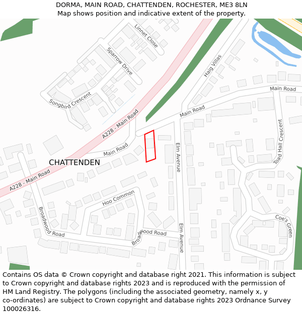 DORMA, MAIN ROAD, CHATTENDEN, ROCHESTER, ME3 8LN: Location map and indicative extent of plot