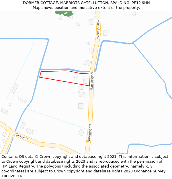 DORMER COTTAGE, MARRIOTS GATE, LUTTON, SPALDING, PE12 9HN: Location map and indicative extent of plot