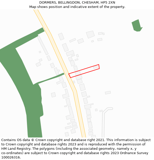 DORMERS, BELLINGDON, CHESHAM, HP5 2XN: Location map and indicative extent of plot