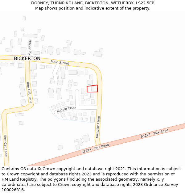 DORNEY, TURNPIKE LANE, BICKERTON, WETHERBY, LS22 5EP: Location map and indicative extent of plot