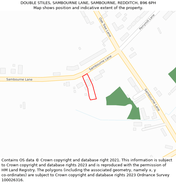 DOUBLE STILES, SAMBOURNE LANE, SAMBOURNE, REDDITCH, B96 6PH: Location map and indicative extent of plot