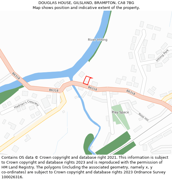 DOUGLAS HOUSE, GILSLAND, BRAMPTON, CA8 7BG: Location map and indicative extent of plot