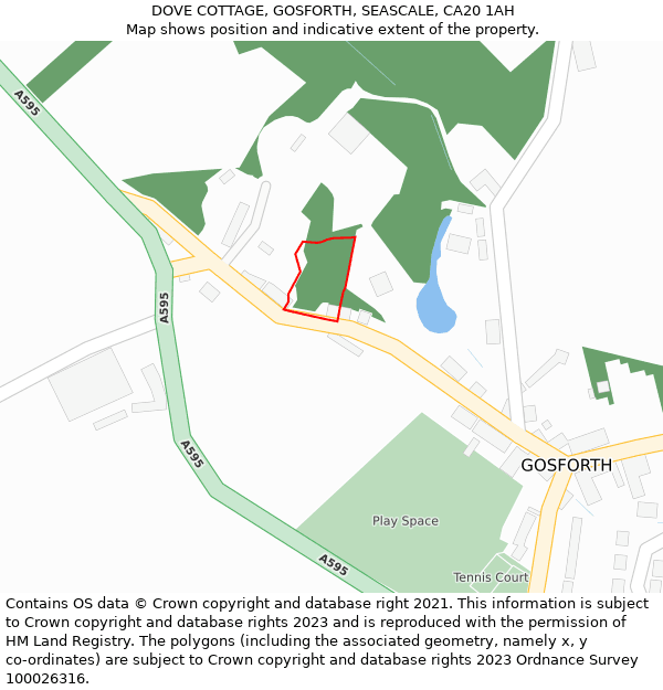 DOVE COTTAGE, GOSFORTH, SEASCALE, CA20 1AH: Location map and indicative extent of plot