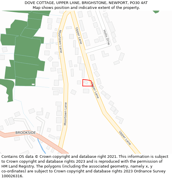 DOVE COTTAGE, UPPER LANE, BRIGHSTONE, NEWPORT, PO30 4AT: Location map and indicative extent of plot