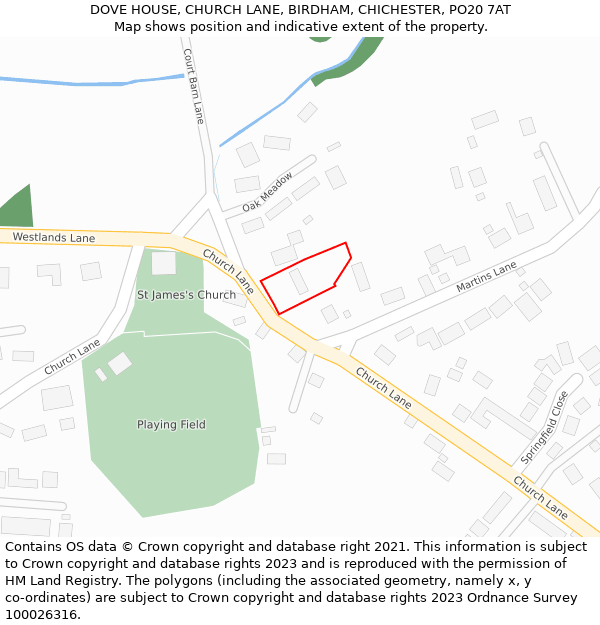 DOVE HOUSE, CHURCH LANE, BIRDHAM, CHICHESTER, PO20 7AT: Location map and indicative extent of plot