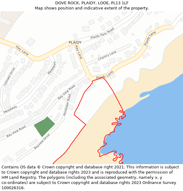 DOVE ROCK, PLAIDY, LOOE, PL13 1LF: Location map and indicative extent of plot