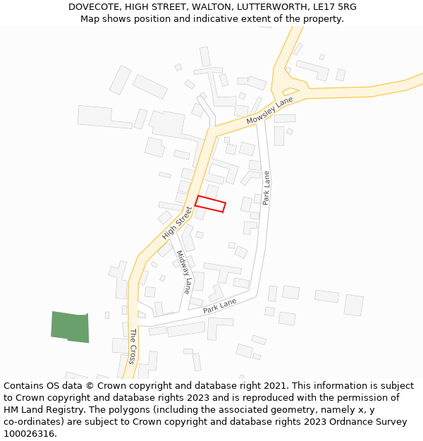 DOVECOTE, HIGH STREET, WALTON, LUTTERWORTH, LE17 5RG: Location map and indicative extent of plot