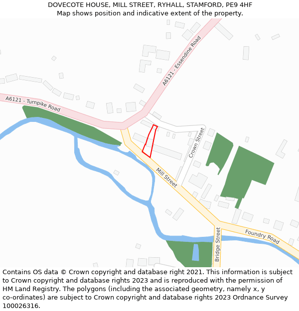 DOVECOTE HOUSE, MILL STREET, RYHALL, STAMFORD, PE9 4HF: Location map and indicative extent of plot