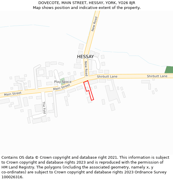 DOVECOTE, MAIN STREET, HESSAY, YORK, YO26 8JR: Location map and indicative extent of plot