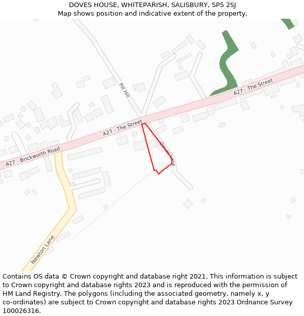 DOVES HOUSE, WHITEPARISH, SALISBURY, SP5 2SJ: Location map and indicative extent of plot