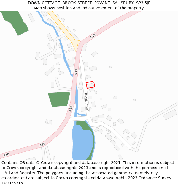 DOWN COTTAGE, BROOK STREET, FOVANT, SALISBURY, SP3 5JB: Location map and indicative extent of plot