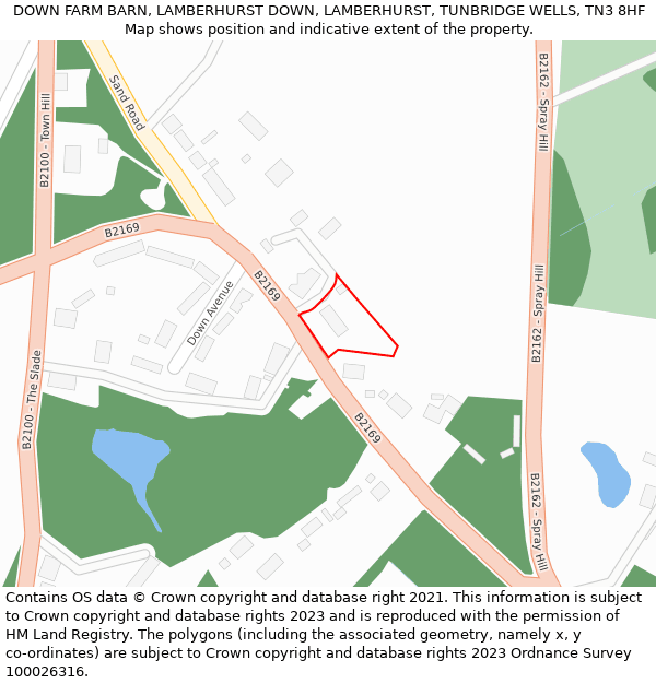 DOWN FARM BARN, LAMBERHURST DOWN, LAMBERHURST, TUNBRIDGE WELLS, TN3 8HF: Location map and indicative extent of plot