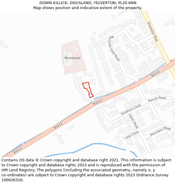 DOWN KILLICK, DOUSLAND, YELVERTON, PL20 6NN: Location map and indicative extent of plot