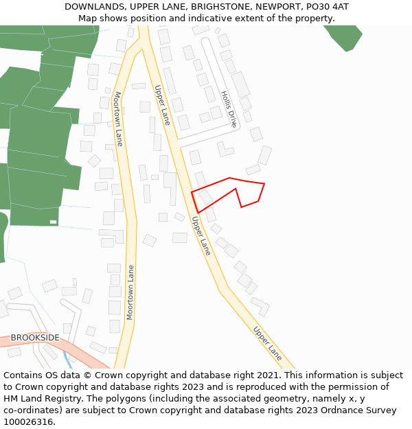 DOWNLANDS, UPPER LANE, BRIGHSTONE, NEWPORT, PO30 4AT: Location map and indicative extent of plot