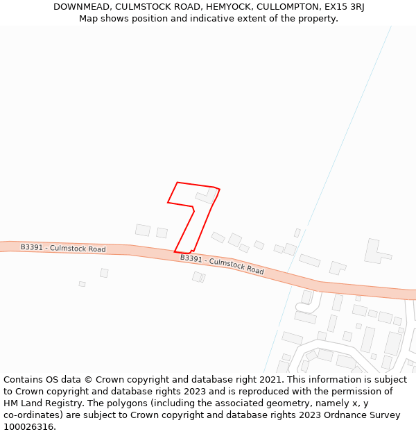 DOWNMEAD, CULMSTOCK ROAD, HEMYOCK, CULLOMPTON, EX15 3RJ: Location map and indicative extent of plot