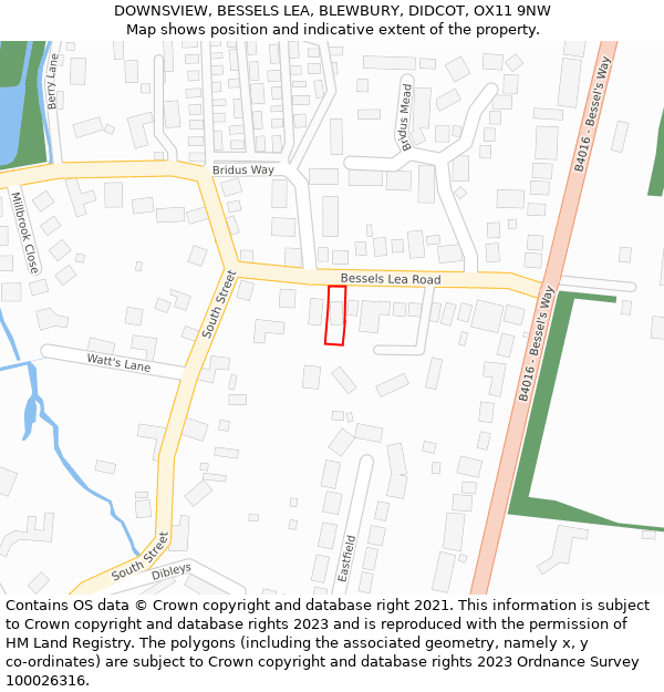 DOWNSVIEW, BESSELS LEA, BLEWBURY, DIDCOT, OX11 9NW: Location map and indicative extent of plot