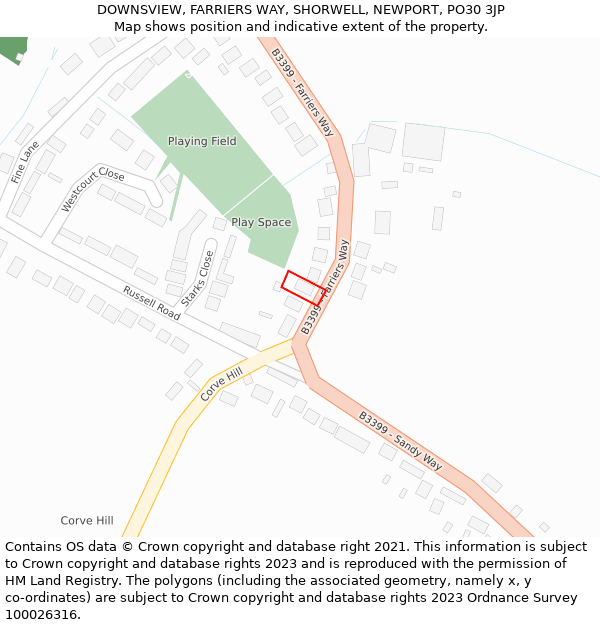 DOWNSVIEW, FARRIERS WAY, SHORWELL, NEWPORT, PO30 3JP: Location map and indicative extent of plot