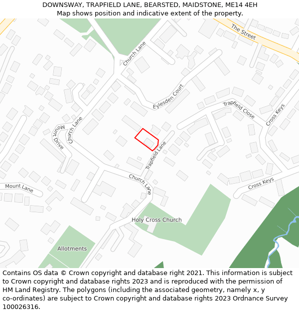 DOWNSWAY, TRAPFIELD LANE, BEARSTED, MAIDSTONE, ME14 4EH: Location map and indicative extent of plot