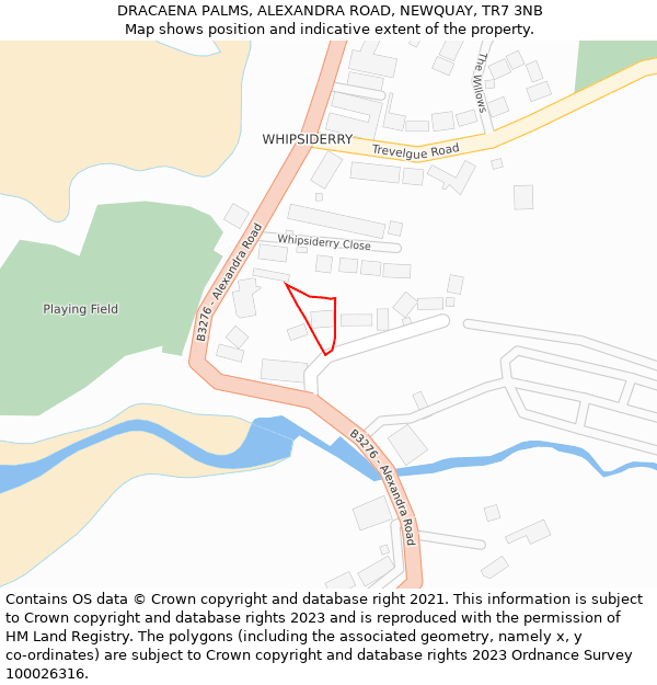 DRACAENA PALMS, ALEXANDRA ROAD, NEWQUAY, TR7 3NB: Location map and indicative extent of plot