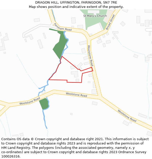 DRAGON HILL, UFFINGTON, FARINGDON, SN7 7RE: Location map and indicative extent of plot