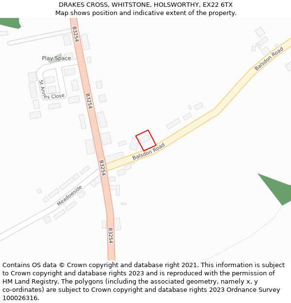 DRAKES CROSS, WHITSTONE, HOLSWORTHY, EX22 6TX: Location map and indicative extent of plot