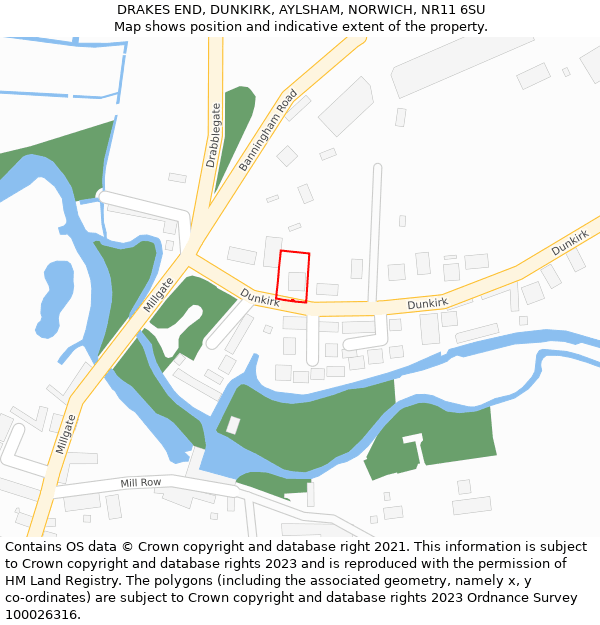 DRAKES END, DUNKIRK, AYLSHAM, NORWICH, NR11 6SU: Location map and indicative extent of plot