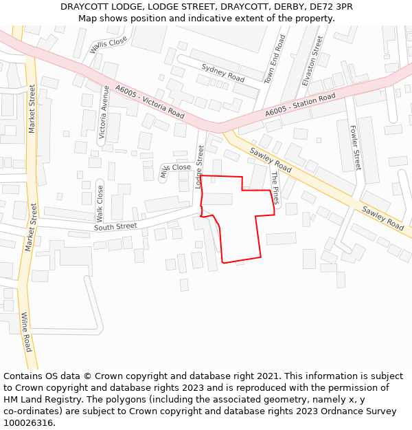 DRAYCOTT LODGE, LODGE STREET, DRAYCOTT, DERBY, DE72 3PR: Location map and indicative extent of plot