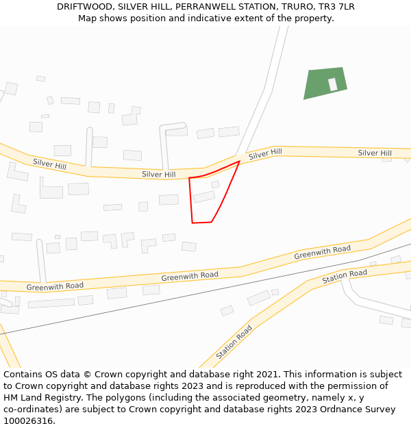 DRIFTWOOD, SILVER HILL, PERRANWELL STATION, TRURO, TR3 7LR: Location map and indicative extent of plot