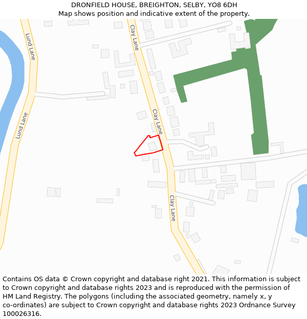 DRONFIELD HOUSE, BREIGHTON, SELBY, YO8 6DH: Location map and indicative extent of plot