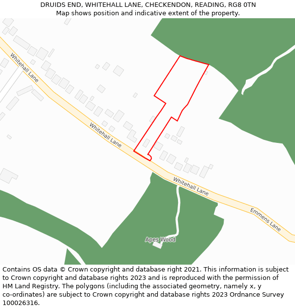 DRUIDS END, WHITEHALL LANE, CHECKENDON, READING, RG8 0TN: Location map and indicative extent of plot