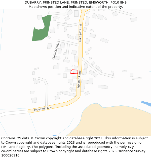 DUBARRY, PRINSTED LANE, PRINSTED, EMSWORTH, PO10 8HS: Location map and indicative extent of plot