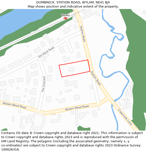 DUMBRECK, STATION ROAD, WYLAM, NE41 8JA: Location map and indicative extent of plot